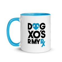 Load image into Gallery viewer, &quot;DOG XOs R MY RX&quot; ABSTRACT SMILING DOG FACE – 2 Sided Colored Mugs
