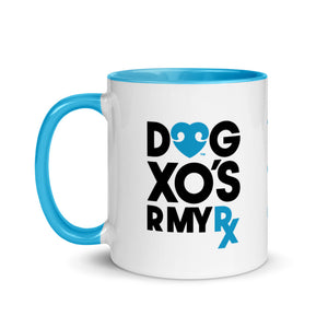 "DOG XOs R MY RX" ABSTRACT SMILING DOG FACE – 2 Sided Colored Mugs