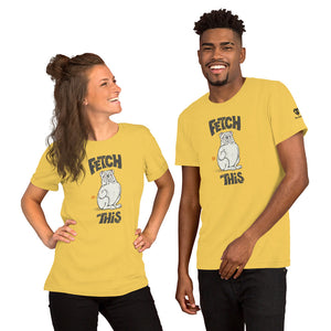 "FETCH THIS" Humorous Bulldog Illustration – 2 Sided Premium Unisex T-Shirt