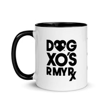 Load image into Gallery viewer, &quot;DOG XOs R MY RX&quot; ABSTRACT SMILING DOG FACE – 2 Sided Colored Mugs
