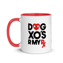 Load image into Gallery viewer, &quot;DOG XOs R MY RX&quot; ABSTRACT SMILING DOG FACE – 2 Sided Colored Mugs
