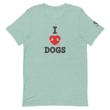 Load image into Gallery viewer, &quot;I LOVE DOGS&quot; RED HEART LOGO – Premium Unisex T-Shirt
