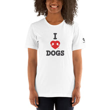 Load image into Gallery viewer, &quot;I LOVE DOGS&quot; RED HEART LOGO – Premium Unisex T-Shirt
