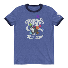 Load image into Gallery viewer, &quot;PARTY POOPER&quot; Humorous Dog Illustration – Ringer T-Shirt
