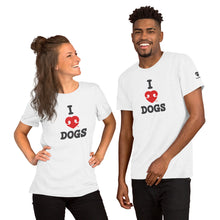 Load image into Gallery viewer, &quot;I LOVE DOGS&quot; RED HEART LOGO – Premium Unisex T-Shirt
