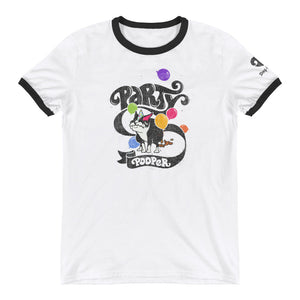 "PARTY POOPER" Humorous Dog Illustration – Ringer T-Shirt